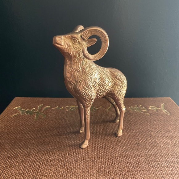Vintage Solid Brass Bighorn Ram Figurine